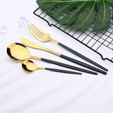36Pcs White Gold Dinnerware Cutlery Set Knife Dessert Fork Coffee Spoon Flatware Stainless Steel Silverware Party Tableware Set - Livefree