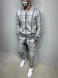 New Men Set Tracksuit Men Sportsuits Gentlemen Set Zipper jacket suit Long Sleeve stripe Coat+Pants Gyms Casual Sportswear Suit - Livefree