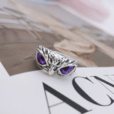 NEW Retro Cute Simple Design Owl Ring Multicolor Eyes Silver Color Men Women Engagement Wedding Rings Jewelry Gifts Resizable - Livefree