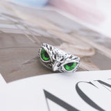 NEW Retro Cute Simple Design Owl Ring Multicolor Eyes Silver Color Men Women Engagement Wedding Rings Jewelry Gifts Resizable - Livefree