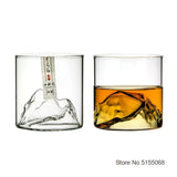 Japan 3D Mountain Whiskey Glass Glacier Old Fashioned Whisky Rock Glasses Whiskey-glass Wooden Gift Box Vodka Cup Wine Tumbler - Livefree