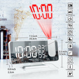 FM Radio LED Digital Smart Alarm Clock Watch Table Electronic Desktop Clocks USB Wake Up Clock with 180° Time Projection Snooze - Livefree