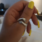 Gothic Hug Muscle Hands Rings For Women Men Adjustable Open Cuff Ring Party Wedding Couple Rings Vintage Jewelry Anillos Bague - Livefree