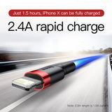 Baseus USB Cable for iPhone14 13 12 11 Pro Max Xs X 8 Plus Cable 2.4A Fast Charging Cable for iPhone Charger Cable USB Data Line - Livefree