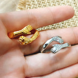 Gothic Hug Muscle Hands Rings For Women Men Adjustable Open Cuff Ring Party Wedding Couple Rings Vintage Jewelry Anillos Bague - Livefree