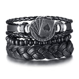 Vnox 4Pcs/ Set Braided Wrap Leather Bracelets for Men Vintage Life Tree Rudder Charm Wood Beads Ethnic Tribal Wristbands - Livefree