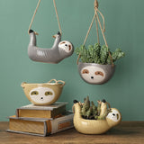 Creative Ceramic Hanging Flower Plant Pots Scindapsus Chlorophytum Hanging Flower Basket Cartoons Animal Vase Garden Decoration - Livefree