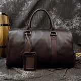 Luxury Genuine Leather Men Women Travel Bag Cow Leather Carry On Luggage Bag Travel Shoulder Bag Male Female Weekend Duffle Bag - Livefree
