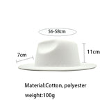 Autumn Winter Womens Felt Hat Fedoras Big Brim Hats For Women British Style Vintage Church Hats Lady Flat Brim White jazz cap - Livefree