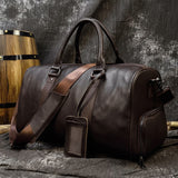 Luxury Genuine Leather Men Women Travel Bag Cow Leather Carry On Luggage Bag Travel Shoulder Bag Male Female Weekend Duffle Bag - Livefree