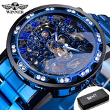 Winner Transparent Fashion Diamond Luminous Gear Movement Royal Design Men Top Brand Luxury Male Mechanical Skeleton Wrist Watch - Livefree