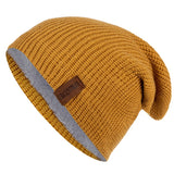 New Unisex Letter Beanie Hat Leisure Add Fur Lined Winter Hats For Men Women Keep Warm Knitted Hat Fashion Solid Ski Bonnet Cap - Livefree