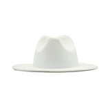 Autumn Winter Womens Felt Hat Fedoras Big Brim Hats For Women British Style Vintage Church Hats Lady Flat Brim White jazz cap - Livefree