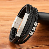 XQNI Fashion New Style Hand-woven Multi-layer Combination Accessory Stainless Steel Men's Leather Bracelet Classic Gift Big Sale - Livefree
