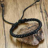 Vnox 4Pcs/ Set Braided Wrap Leather Bracelets for Men Vintage Life Tree Rudder Charm Wood Beads Ethnic Tribal Wristbands - Livefree
