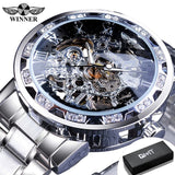 Winner Transparent Fashion Diamond Luminous Gear Movement Royal Design Men Top Brand Luxury Male Mechanical Skeleton Wrist Watch - Livefree