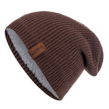 New Unisex Letter Beanie Hat Leisure Add Fur Lined Winter Hats For Men Women Keep Warm Knitted Hat Fashion Solid Ski Bonnet Cap - Livefree