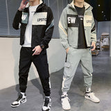 Men's Tracksuit Man Two Piece Set Sweatsuit Polyester Overalls Leisure Suit Hooded Jackets And Hip Hop Harlan Pants - Livefree