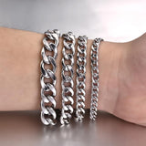 Jiayiqi 3-11 mm Men Chain Bracelet Stainless Steel Curb Cuban Link Chain Bangle for Male Women Hiphop Trendy Wrist Jewelry Gift - Livefree