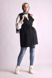 Suede black belted vest. - Livefree