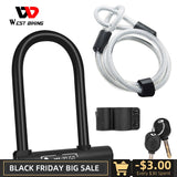 WEST BIKING Bicycle U Lock MTB Road Bike Padlock 2 Keys Anti-theft Safety Motorcycle Scooter Cycling Lock Bicycle Accessories - Livefree