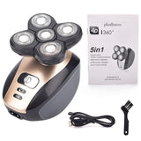 5 In 1 4D Men's Rechargeable Bald Head Electric Shaver 5 Floating Heads Beard Nose Ear Hair Trimmer Razor Clipper Facial Brush - Livefree