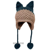 BomHCS Cute Fox Ears Beanie Winter Warm 100% Handmade Knit Hat - Livefree