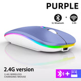 Rechargeable Bluetooth Wireless Mouse with 2.4GHz USB RGB 1600DPI Mouse for Computer Laptop Tablet PC Macbook Gaming Mouse Gamer - Livefree