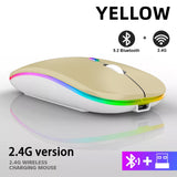 Rechargeable Bluetooth Wireless Mouse with 2.4GHz USB RGB 1600DPI Mouse for Computer Laptop Tablet PC Macbook Gaming Mouse Gamer - Livefree