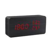 Alarm Clock LED Wooden Watch Table Voice Control Digital Wood Despertador USB/AAA Powered Electronic Desktop Clocks - Livefree