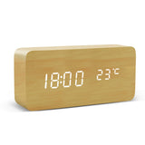 Alarm Clock LED Wooden Watch Table Voice Control Digital Wood Despertador USB/AAA Powered Electronic Desktop Clocks - Livefree