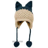 BomHCS Cute Fox Ears Beanie Winter Warm 100% Handmade Knit Hat - Livefree