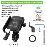 Deelife Mobile Phone Holder Motorcycle Smartphone Support for Moto Motor Motorbike Handlebar Mount Stand with Wireless Charger - Livefree