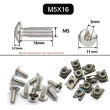 10 Set Plastic Cover Silver Stainless Steel Screw Bolt and U Type Clips with Nut M6 6mm M5 5mm for Motorcycle Scooter ATV Moped - Livefree
