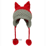 BomHCS Cute Fox Ears Beanie Winter Warm 100% Handmade Knit Hat - Livefree