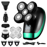 5 In 1 4D Men's Rechargeable Bald Head Electric Shaver 5 Floating Heads Beard Nose Ear Hair Trimmer Razor Clipper Facial Brush - Livefree