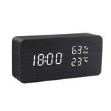 Alarm Clock LED Wooden Watch Table Voice Control Digital Wood Despertador USB/AAA Powered Electronic Desktop Clocks - Livefree