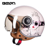 Capacete BEON 110B Motorcycle Scooter Helmet beon open face 3/4 motorbike jet vintage retro helmets Casco ECE Certification - Livefree