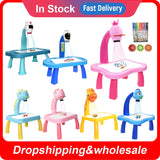 Kids Led Projector Drawing Table Toy Set Art Painting Board Table Light Toy Educational Learning Paint Tools Toys for Children - Livefree