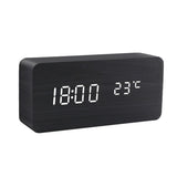 Alarm Clock LED Wooden Watch Table Voice Control Digital Wood Despertador USB/AAA Powered Electronic Desktop Clocks - Livefree