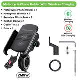 Deelife Mobile Phone Holder Motorcycle Smartphone Support for Moto Motor Motorbike Handlebar Mount Stand with Wireless Charger - Livefree