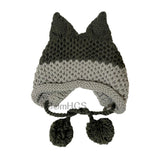BomHCS Cute Fox Ears Beanie Winter Warm 100% Handmade Knit Hat - Livefree