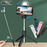Selfie Stick Wireless Bluetooth Compatible Foldable Mini Tripod For Phone With Fill Light Shutter Remote Control For IOS Android - Livefree