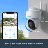 Reolink Argus PT 4MP Solar Panel 2K WiFi Camera PT Rechargeable Battery/Solar Powered Smart Detection Outdoor Security Camera - Livefree