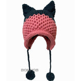 BomHCS Cute Fox Ears Beanie Winter Warm 100% Handmade Knit Hat - Livefree