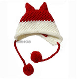 BomHCS Cute Fox Ears Beanie Winter Warm 100% Handmade Knit Hat - Livefree