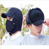 Trend Winter Thermal Bomber Hats Men Women Fashion Ear Protection Face Windproof Ski Cap Velvet Thicken Couple Hat - Livefree