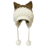 BomHCS Cute Fox Ears Beanie Winter Warm 100% Handmade Knit Hat - Livefree