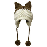 BomHCS Cute Fox Ears Beanie Winter Warm 100% Handmade Knit Hat - Livefree