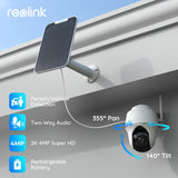 Reolink Argus PT 4MP Solar Panel 2K WiFi Camera PT Rechargeable Battery/Solar Powered Smart Detection Outdoor Security Camera - Livefree